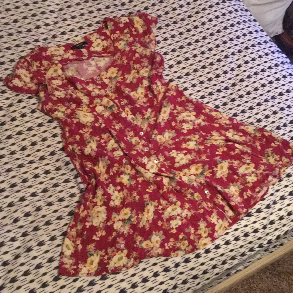 Forever 21, red, floral sundress